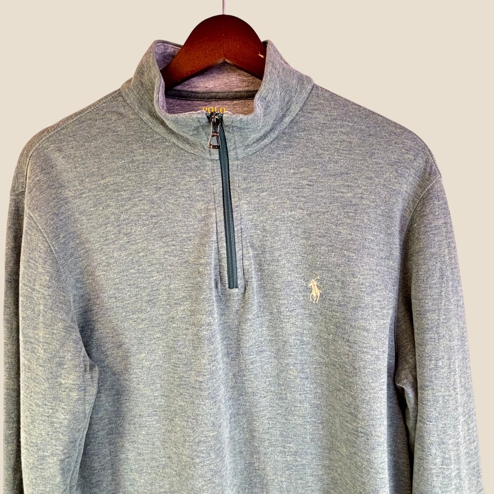Quarter Zip Pullover Polo Ralph Lauren S Sage Green Heathered Knit Pony Preppy